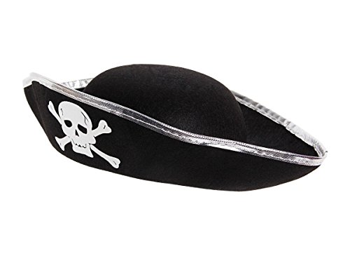 Alsino Piratenhut Kinder Seeräuber Totenkopf Hut Piratenparty Kostüm, wählen:PH-05 schwarz Silber von Alsino