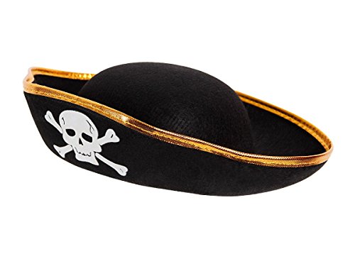Alsino Piratenhut Kinder Seeräuber Totenkopf Hut Piratenparty Kostüm, wählen:PH-06 schwarz Gold von Alsino