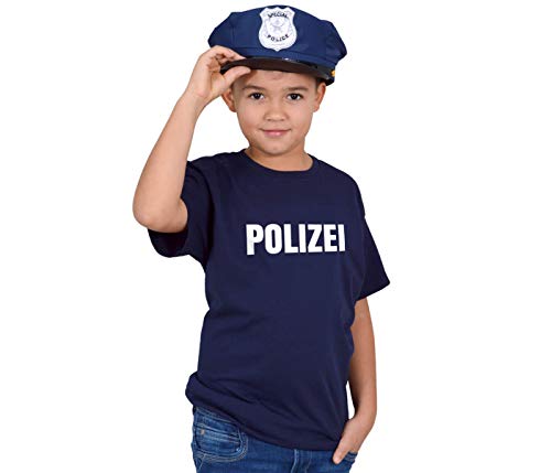 Alsino Polizei Kostüm Kinder T Shirt mit Polizeimütze Jungen Outfit Verkleidung Kostüm Fasching Karneval Geburtstag (Größe 116) von Alsino