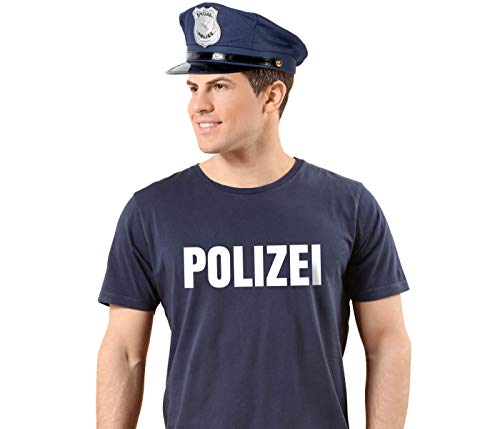 Alsino Polizei Kostüm T-Shirt mit Mütze Verkleidung Karneval Fasching Karnevalskostüm in Blau Faschingskostüm für Erwachsene Unisex (3XL) von Alsino
