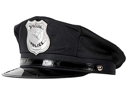 Polizeimütze Polizei Hut Cop Cap Kappe Erwachsene schwarz (174) Fasching Karneval Polizei-Kostüm - für Erwachsene, Innenumfang: bis 60 cm von Alsino