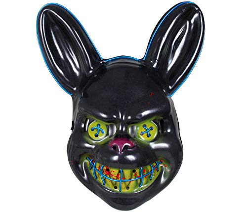 Alsino Purge Maske Halloween LED Horror Masken Karneval Fasching Böses Blutiges Kaninchen Kostüm Verkleidung (blau) von Alsino