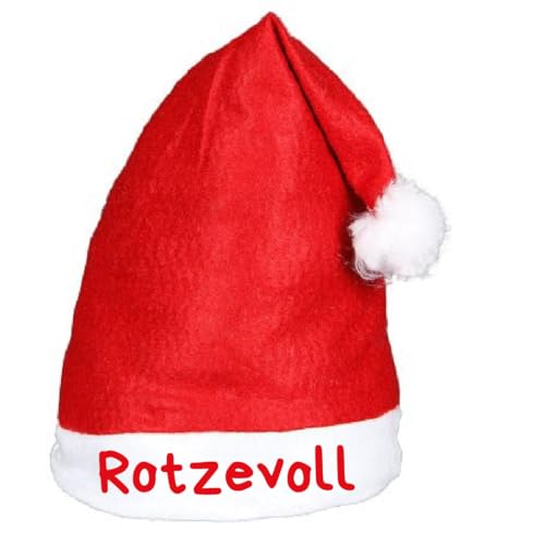 Alsino Rotzevoll Weihnachtsmütze Premium Nikolausmütze mit Spruch Sprüche Lustig - Weihnachtsmann Mütze rot mit Bommel Weihnachtsfeier Xmas Christmas Nikolaus von Alsino