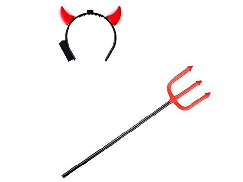 Alsino Teufelskostüm Teufel Kostüm Halloween Teufel-Verkleidung Teufelshorn Verkleidung Dreizack KV-70 Fasching Karneval Teufels Set von Alsino