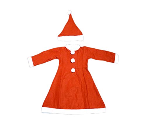 Alsino Weihnachtskostüm für Mädchen bestehend aus Kleid und Mütze mit Weißen Kragen und Bommel, Größen:6-8 Jahre von Alsino