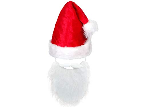 Alsino Weihnachtsmütze Plüschmütze kuschelweich in Rot im Set mit Bart Rauschebart Weiß passend in Einheitsgröße für Jugendliche und Erwachsene Kv-222 von Alsino