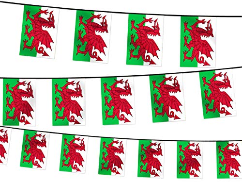 Alsino Wimpel Dekoration Länderwimpel Länderfahnen Wimpelkette Länderflaggen Fanartikel, Modell wählen:Wimpel Wales von Alsino