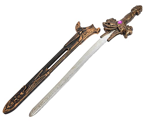 Alsino Zaubererschwert Ritterschwert mit Schwertscheide aus Kunststoff für Kinder Kinderspielzeug Karnevalskostüm Faschingskostüm (Gold) von Alsino