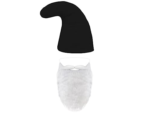 Alsino Zwergen Set Mütze schwarz plus Bart Zwerg Outfit Kostüm Verkleidung Fasching Karneval Weihnachten Mottoparty von Alsino