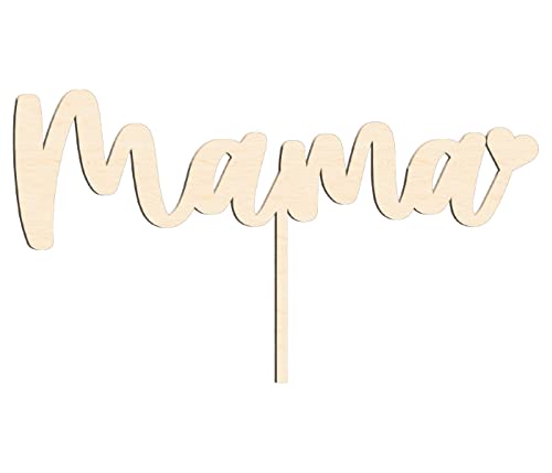 Cake Topper Mama Individuelles Geschenk für Mama Mutter Geburtstagsgeschenk Muttertag Geschenkidee - 15 cm Holz, Material wählen:Birke Multiplex von Alsino