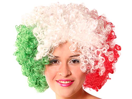 Die Curly Mega Afro Perücke XXL Perücken Auswahl, farbe wählen:rot weiß grün von Alsino