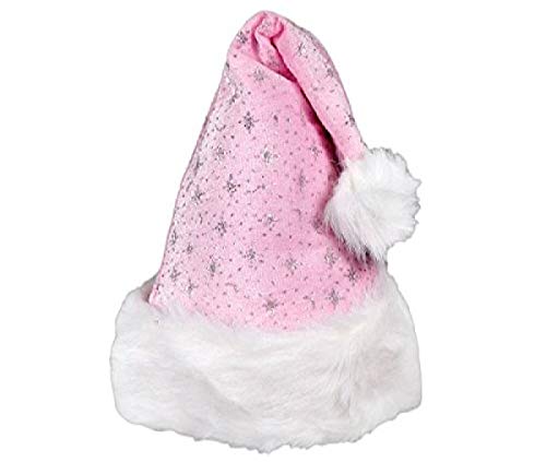Alsino Weihnachtsmütze Nikolausmütze Plüschmütze rosa mit Pelzrand, Bommel & Glitzer Effekt, Weihnachts-Accessoire, Weihnachtsmarkt, wm-04 von Alsino