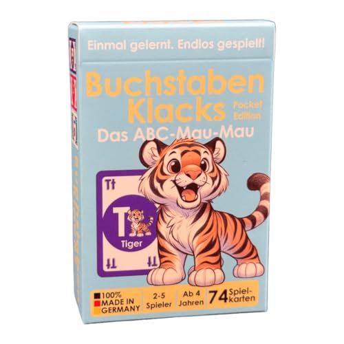 Buchstaben Klacks – Das ABC-Mau-Mau für Kinder | Lernspiel & Geschenk für Junge und Mädchen I Kartenspiel ab 4, 5, 6, 7, 8 Jahre | Weihnachten | Geburtstag (Tiger) von Alster- und ElbHarmonie