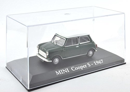 DieCast Metall Miniaturmodelle Modellauto 1:43 Oldtimer Klassiker Mini Cooper S Modell grün 1967 Altaya IXO inklusive Kunststoff Vitrine von Alt