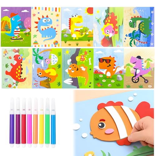 Altaroo 10 Stück 3D Aufkleber für Kinder, 3D Eva Schaum Aufkleber Dinosaurier Beidseitig Spielbar, Moosgummi Bastelset Kinder, Eva Foam Selbstklebend mit 8 Stifte Klebebilder 17,5 x 13 cm Altaroo 10 Stück 3D Aufkleber für Kinder, 3D Eva Schaum Aufkleber Dinosaurier Beidseitig Spielbar, Moosgummi Bastelset Kinder, Eva Foam Selbstklebend mit 8 Stifte Klebebilder 17,5 x 13 cm von Altaroo