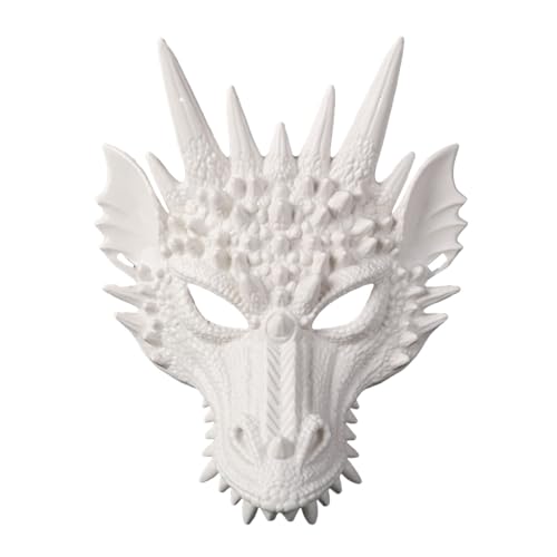Altsuceser 3D Drachen-Maske, Cosplay-Maske, Drachenkopf-Maske, gruselige Tier-Halbgesichtsmasken für Erwachsene Männer, Weiß von Altsuceser
