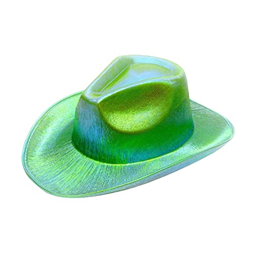Altsuceser Neon Glitzer Weltraum Cowboy Hut, Glitzer Frauen Holographische Cowgirl Hut für Partys Grün Einheitsgröße von Altsuceser