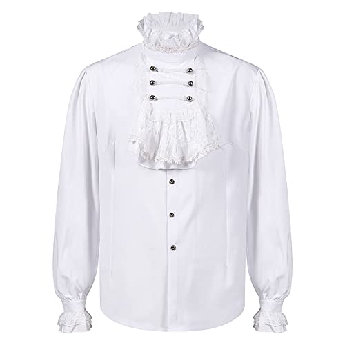 Alueeu Mittelalter Hemd Herren - Umlegekragen Steampunk Deko Langarm Hemd Rüschenhemd Herren Barock Regular Fit Viktorianische Kostüm Top Halloween Renaissance Kleidung Karneval Alueeu Mittelalter Hemd Herren - Umlegekragen Steampunk Deko Langarm Hemd Rüschenhemd Herren Barock Regular Fit Viktorianische Kostüm Top Halloween Renaissance Kleidung Karneval von Alueeu