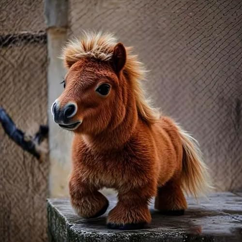 Alulayu My Realistic Robot Pony Walks, Barks, and Wags Its Tail, Ai Robotic Pony, Soooo Realistic Robot Pony, Ultra-Realistic Plush, Just Like The Real Thing, Cute Pet Doll Home Decor(Coffee) von Alulayu