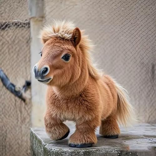Alulayu My Realistic Robot Pony Walks, Barks, and Wags Its Tail, Ai Robotic Pony, Soooo Realistic Robot Pony, Ultra-Realistic Plush, Just Like The Real Thing, Cute Pet Doll Home Decor(Coffee) von Alulayu