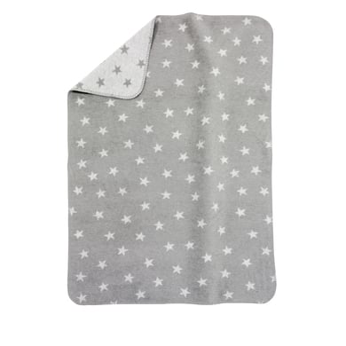 ALVI Babydecke Baumwolle mit Kettelkante Sterne grau von Alvi