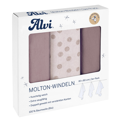 Alvi® Molton-Windeln 3er Pack Curly Dots 80 x 80 cm von Alvi