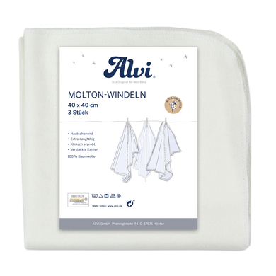 Alvi® Molton-Windeln 3er Pack weiß 40 x 40 cm von Alvi