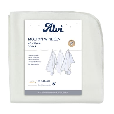 Alvi® Molton-Windeln 3er Pack weiß 40 x 40 cm von Alvi