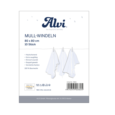 Alvi® Mullwindeln 10er Pack weiß 80 x 80 cm von Alvi