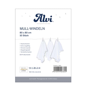 Alvi® Mullwindeln 10er Pack weiß 80 x 80 cm von Alvi