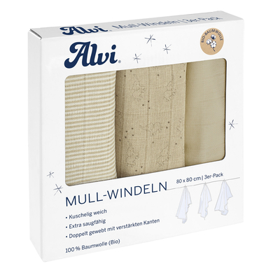 Alvi® Mullwindeln 3er Pack Starfant 80 x 80 cm von Alvi
