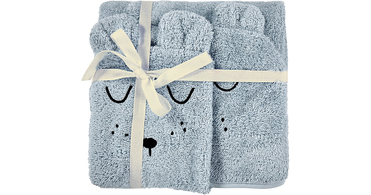 Kapuzen-Badetuch & Waschhandschuh Frottier mit Stickerei Faces hellbla blau Gr. 90 x 90 Kapuzen-Badetuch & Waschhandschuh Frottier mit Stickerei Faces hellbla blau Gr. 90 x 90 von Alvi
