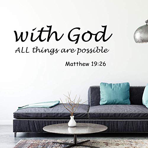 Alvinlite Wandtattoo Sprüche WITH GOD ALL THINGS ARE POSSIBLE, Christentum Deko Wandsticker in Schwarz, Religion Wandaufkleber für Schlafzimmer Wohnzimmer Badezimmer Kinderzimmer Kirche Dekor Alvinlite Wandtattoo Sprüche WITH GOD ALL THINGS ARE POSSIBLE, Christentum Deko Wandsticker in Schwarz, Religion Wandaufkleber für Schlafzimmer Wohnzimmer Badezimmer Kinderzimmer Kirche Dekor von Alvinlite