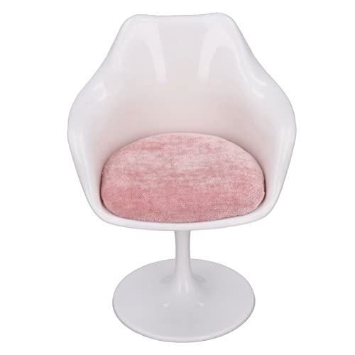 Doll House Office Stuhl, Bauch weiß rosa runde Füße lässiger rotierbarer Stuhl für 1: 6 Puppenhaus (Mit Armlehnen) von Alvinlite
