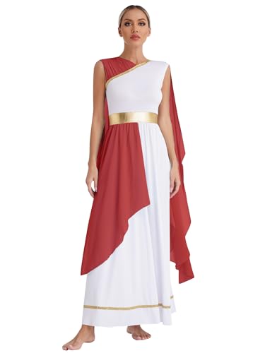 Alvivi Damen Griechische Göttin Kostüm Griechische Kleider Römisch Antike Griechisches Toga Kleid Halloween Karneval Faschingskostüm Mottoparty A Weinrot S von Alvivi