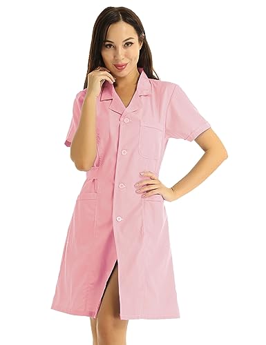 Alvivi Damen Krankenschwester Kostüm Doktor Arzt Kostüm Ärztin Mantel Uniform Halloween Kostüm Cosplay Karneval Fasching Verkleidung B Rosa S von Alvivi