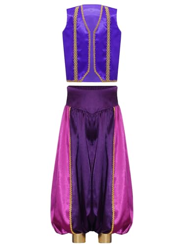 Alvivi Jungen Arabische Kleidung Satin Weste Jacke mit Haremshose Arabische Prinz Kostüm Indische Kleidung Halloween Karneval Fasching Lila 158-164 Alvivi Jungen Arabische Kleidung Satin Weste Jacke mit Haremshose Arabische Prinz Kostüm Indische Kleidung Halloween Karneval Fasching Lila 158-164 von Alvivi