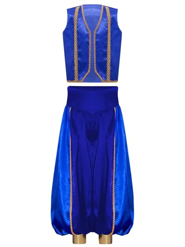 Alvivi Jungen Arabische Kleidung Satin Weste Jacke mit Haremshose Arabische Prinz Kostüm Indische Kleidung Halloween Karneval Fasching Royal Blau 170-176 Alvivi Jungen Arabische Kleidung Satin Weste Jacke mit Haremshose Arabische Prinz Kostüm Indische Kleidung Halloween Karneval Fasching Royal Blau 170-176 von Alvivi