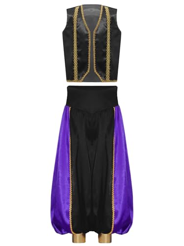 Alvivi Jungen Arabische Kleidung Satin Weste Jacke mit Haremshose Arabische Prinz Kostüm Indische Kleidung Halloween Karneval Fasching Schwarz 170-176 Alvivi Jungen Arabische Kleidung Satin Weste Jacke mit Haremshose Arabische Prinz Kostüm Indische Kleidung Halloween Karneval Fasching Schwarz 170-176 von Alvivi