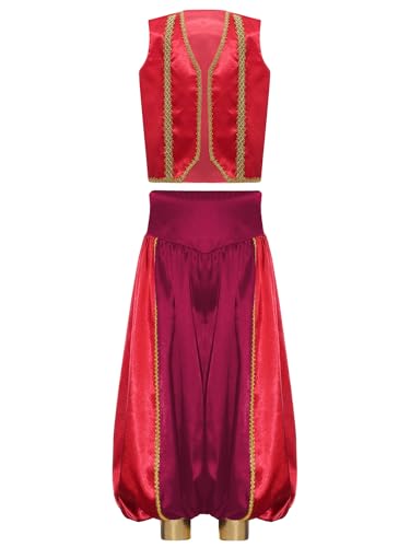 Alvivi Jungen Arabische Kleidung Satin Weste Jacke mit Haremshose Arabische Prinz Kostüm Indische Kleidung Halloween Karneval Fasching Weinrot 170-176 Alvivi Jungen Arabische Kleidung Satin Weste Jacke mit Haremshose Arabische Prinz Kostüm Indische Kleidung Halloween Karneval Fasching Weinrot 170-176 von Alvivi