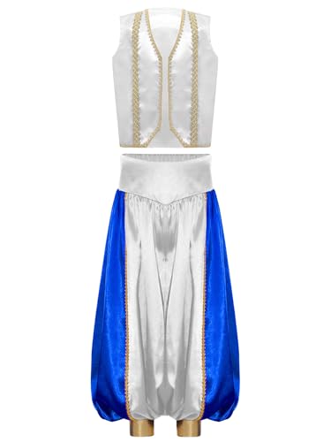 Alvivi Jungen Arabische Kleidung Satin Weste Jacke mit Haremshose Arabische Prinz Kostüm Indische Kleidung Halloween Karneval Fasching Weiß 170-176 Alvivi Jungen Arabische Kleidung Satin Weste Jacke mit Haremshose Arabische Prinz Kostüm Indische Kleidung Halloween Karneval Fasching Weiß 170-176 von Alvivi