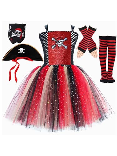 Alvivi Kinder Mädchen Piraten Kleid Tüll Prinzessin Kleid mit Piratenhut Seeräuber Kleider Piraten Kostüm Halloween Karneval Fasching Partykleid Rot 104-110 Alvivi Kinder Mädchen Piraten Kleid Tüll Prinzessin Kleid mit Piratenhut Seeräuber Kleider Piraten Kostüm Halloween Karneval Fasching Partykleid Rot 104-110 von Alvivi