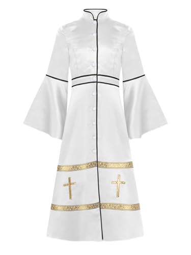 Alvivi Mädchen Mittelalter Kleid Priester Robe Mönch Gewand + Kreuzkette Renaissance Kleid Halloween Karneval Fasching Partykleid Weiß 170-176 Alvivi Mädchen Mittelalter Kleid Priester Robe Mönch Gewand + Kreuzkette Renaissance Kleid Halloween Karneval Fasching Partykleid Weiß 170-176 von Alvivi