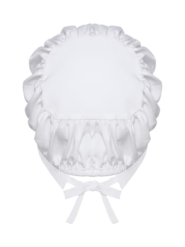 Alvivi Mädchen Mütze Dienstmädchen Haube Mittelalterliche Kolonial Pionier Haube Sonnenhut Zubehör Weiß 134-140 von Alvivi