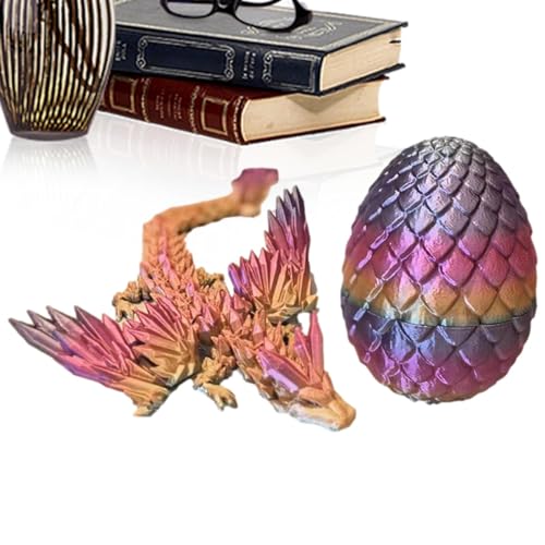 Alwida Dracheneier, 3D-Gedruckter Drache im Ei mit beweglichen Gelenken, Flexible 3D-Dracheneier mit Drachen im Inneren, gefüllte Ostereier, Ostereier mit Spielzeug im Inneren für Kinder von Alwida