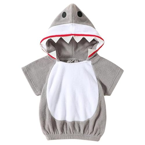Hai-Kostüm – Hai-Halloween-Kostüm | Kinderkostüm Hai Kapuzenpullover | Cosplay-Party-Outfit | Waschbares Hai-Kostüm | Wiederverwendbares Hai-Kostüm | Flexibler Hai-Strampler | Verstellbares Hai-Kostüm von Alwida