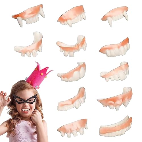 Vampirzähne – 12 Stück Vampirzähne | Horror-Fälschungszähne für Cosplay, Vampir-Zähne, Kostüm-Maskerade-Zubehör, Halloween-Party-Requisiten für Mottopartys Vampirzähne – 12 Stück Vampirzähne | Horror-Fälschungszähne für Cosplay, Vampir-Zähne, Kostüm-Maskerade-Zubehör, Halloween-Party-Requisiten für Mottopartys von Alwida