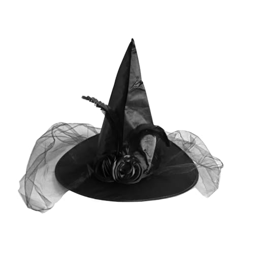 Alyxiavia Hexenhut Erwachsene für Frauen Männer Halloween Hexe Kostümzubehör mit Rosen und Netz für Halloween Party Maskerade Cosplay Alyxiavia Hexenhut Erwachsene für Frauen Männer Halloween Hexe Kostümzubehör mit Rosen und Netz für Halloween Party Maskerade Cosplay von Alyxiavia