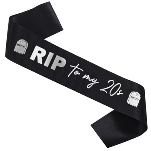 RIP to My 20s Schärpe 20s Schwarz Deko Satinband 30 Geburtstag Deko Death to My Twenties Dekorationen Schärpe für Geburtstagsfeier Abschlussball Dekoration Cosplay-Party RIP to My 20s Schärpe 20s Schwarz Deko Satinband 30 Geburtstag Deko Death to My Twenties Dekorationen Schärpe für Geburtstagsfeier Abschlussball Dekoration Cosplay-Party von Alyxiavia