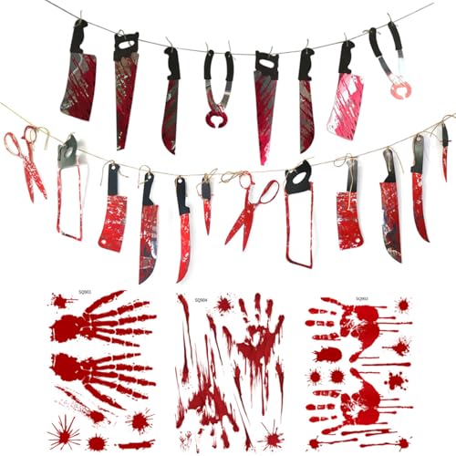 Horror Deko Halloween Deko Horror Dekoration Set Party Girlande Gruselig Zubehör Outdoor Aussen Garten Waffen Banner Türdeko Fenster Artikel Hängedeko Decoration Girlanden Banner für Outdoor Indoor Horror Deko Halloween Deko Horror Dekoration Set Party Girlande Gruselig Zubehör Outdoor Aussen Garten Waffen Banner Türdeko Fenster Artikel Hängedeko Decoration Girlanden Banner für Outdoor Indoor von Amacoam